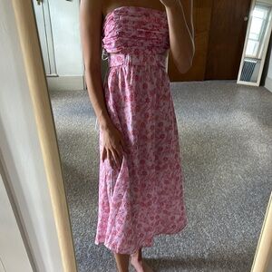 Pink Floral Strapless Dress
